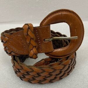 Argentina Brown Genuine Leather Weaved Belt Size Medium Large Boho Festival